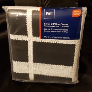 Embroidered Black Pillow Cover - Set of 2